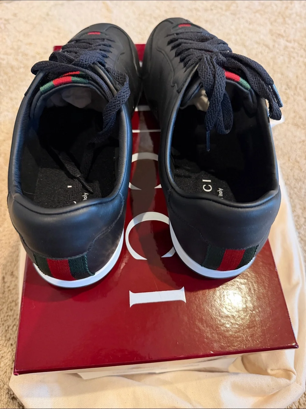 🔥Gucci Men's Black Shift Leather Low-Top Sneakers🔥